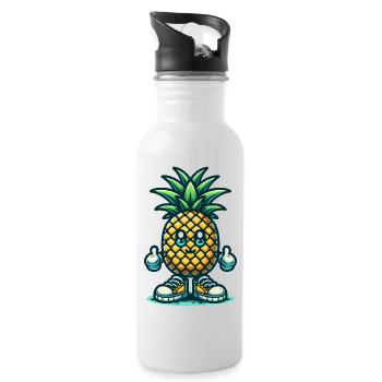 Cute pineapple - Water bottle with straw - white - Right