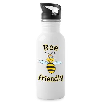Bee friendly - Trinkflasche mit integriertem Trinkhalm - Weiß - Rechts