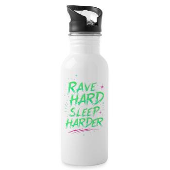 Motivierende Beleuchtung Rave Neon - Trinkflasche mit integriertem Trinkhalm - Weiß - Rechts