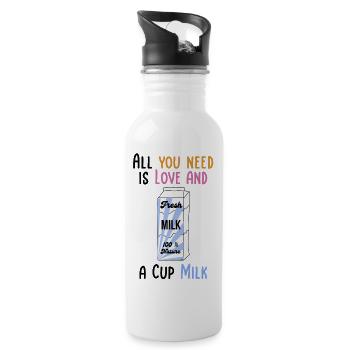 We need Love and Milk Comicstyle 2 - Trinkflasche mit integriertem Trinkhalm - Weiß - Rechts