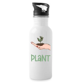 Crazy Plant Lady Botanical Gardening - Water bottle with straw - white - Right