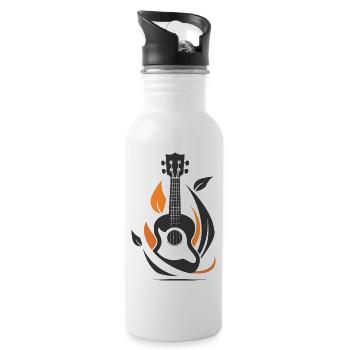 Ukulele Zeichnung - Trinkflasche mit integriertem Trinkhalm - Weiß - Rechts