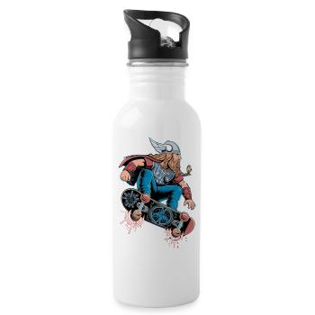 Nordic Skater Wikinger - Trinkflasche mit integriertem Trinkhalm - Weiß - Rechts