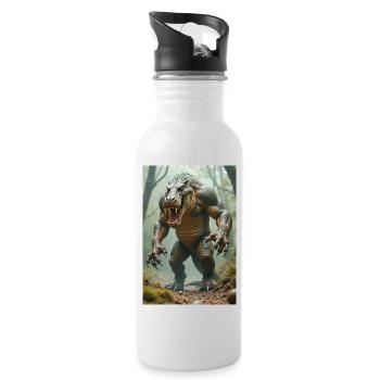 Ammit, monstrous beast, waiting by the scales of j - Water bottle with straw - white - Right