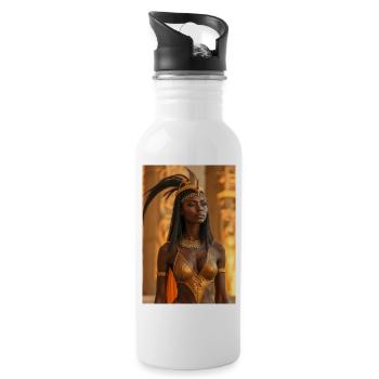 Ma’at, feather-crowned goddess, holding scales of - Water bottle with straw - white - Right