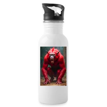 Abi, mysterious god of judgment, standing in a gra - Water bottle with straw - white - Right