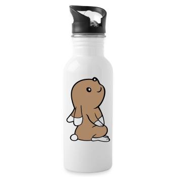 Rabbit looks up watching stars - Water bottle with straw - white - Right