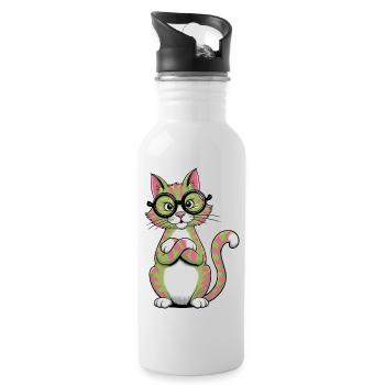 Professor Paws - Trinkflasche mit integriertem Trinkhalm - Weiß - Rechts