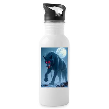Fenrir Monströser Wolf, der dazu bestimmt ist, Odin zu töten - Trinkflasche mit integriertem Trinkhalm - Weiß - Rechts