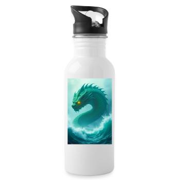 Riesige Schlange, die das Midgard-Monster umkreist - Trinkflasche mit integriertem Trinkhalm - Weiß - Rechts