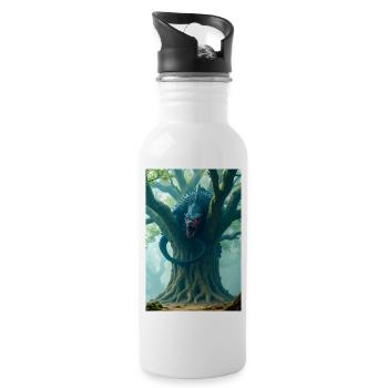 Le ragon de Nidhöggr ronge les racines d’Yggdrasil - Gourde avec paille intégrée - blanc - Droite