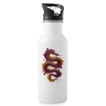 Elegant Snake Watercolor Wildlife Design - Water bottle with straw - white - Right
