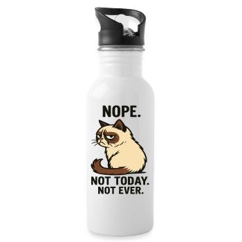 Cat "Not Today" - Water bottle with straw - white - Right
