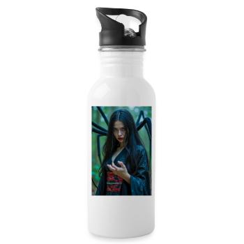 Jorōgumo Beautiful yet deadly spider woman in silk - Water bottle with straw - white - Right