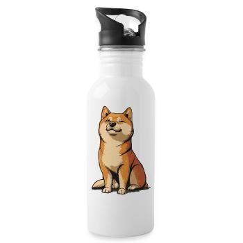 Shiba Inu - Gourde avec paille intégrée - blanc - Droite