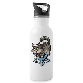 Winter Sibirische Pistenraupe - Trinkflasche mit integriertem Trinkhalm - Weiß - Rechts