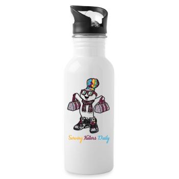 Serving Haters Daily - Trinkflasche mit integriertem Trinkhalm - Weiß - Rechts