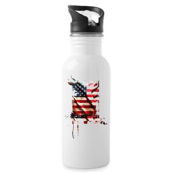 bad usa - Trinkflasche mit integriertem Trinkhalm - Weiß - Rechts