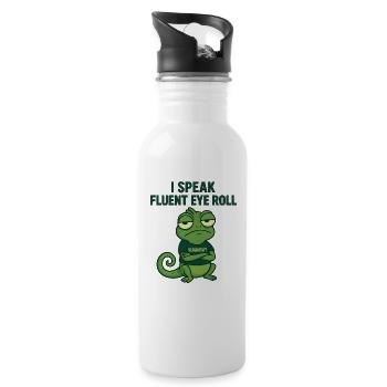 Fließend Augenrollen Frosch - Trinkflasche mit integriertem Trinkhalm - Weiß - Rechts