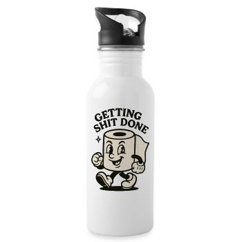 Getting Shit Done - Water bottle with straw - white - Right