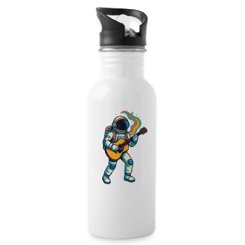 Cosmic Jam – Astronaut Rockt - Trinkflasche mit integriertem Trinkhalm - Weiß - Rechts