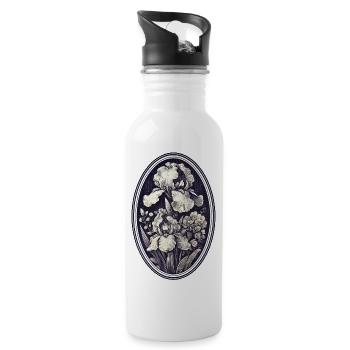 Viktorianische Vintage-Iris - Trinkflasche mit integriertem Trinkhalm - Weiß - Rechts