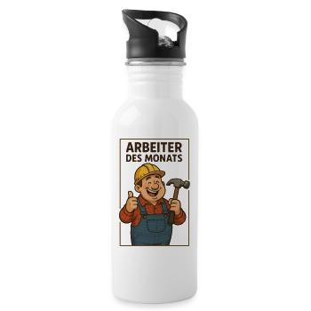 Lustiger MITARBEITER II - Trinkflasche mit integriertem Trinkhalm - Weiß - Rechts