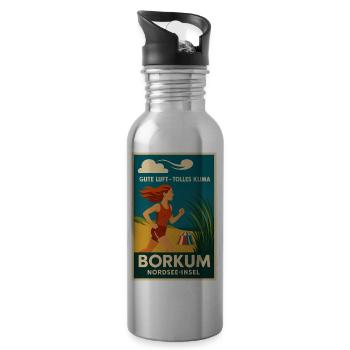 fit and active in the North Sea climate on Borkum - Water bottle with straw - silver - Right