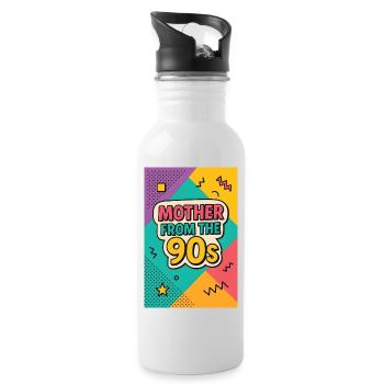 Mother from the 90s - Retro Mother's Day - Water bottle with straw - white - Right