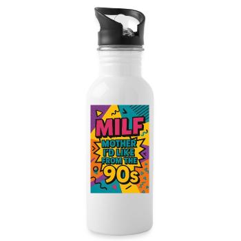 Mère que j’aimerais des années 90 | Rétro des années 90 Mère - Gourde avec paille intégrée - blanc - Droite