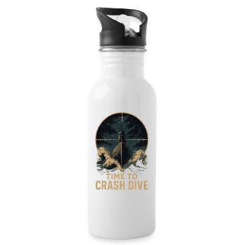 Time to Crash Dive – U-Boot im Fadenkreuz - Trinkflasche mit integriertem Trinkhalm - Weiß - Rechts
