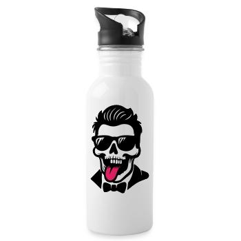 Totenkopf Bräutigam Jga - Trinkflasche mit integriertem Trinkhalm - Weiß - Rechts