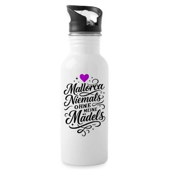 Mallorca Mädels Urlaub - Trinkflasche mit integriertem Trinkhalm - Weiß - Rechts