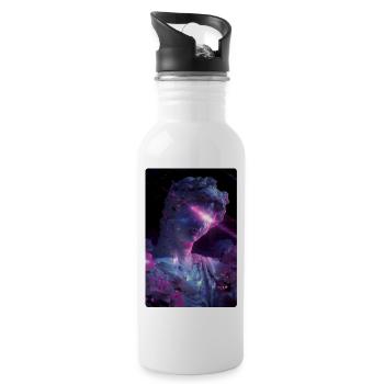Vaporwave Glitch Punk David Statue - Water bottle with straw - white - Right