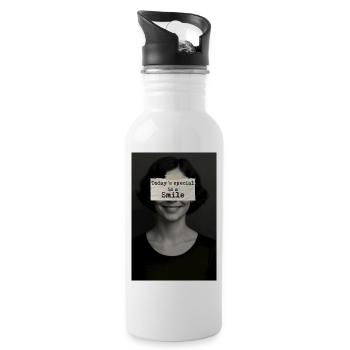 Das heutige Special: ein Lächeln - Trinkflasche mit integriertem Trinkhalm - Weiß - Rechts