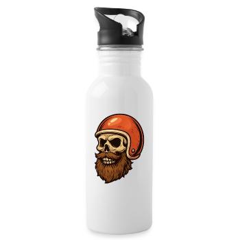 Skull Rider 01 - Trinkflasche mit integriertem Trinkhalm - Weiß - Rechts