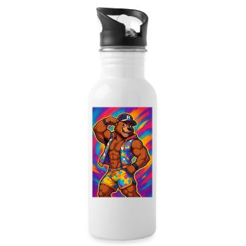 Bär model - Trinkflasche mit integriertem Trinkhalm - Weiß - Rechts