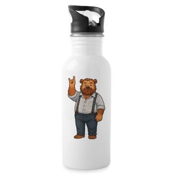 Brummbär rockt - Trinkflasche mit integriertem Trinkhalm - Weiß - Rechts