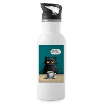 Ruhe, erst Kaffee - Trinkflasche mit integriertem Trinkhalm - Weiß - Rechts