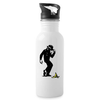 Monkey with hat and banana - Water bottle with straw - white - Right
