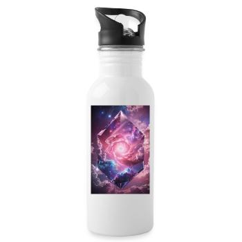 galaxy stars energy diamond cloud pink 2024 - Trinkflasche mit integriertem Trinkhalm - Weiß - Rechts