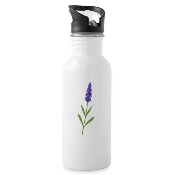 Lavender blossom – delicate natural art - Water bottle with straw - white - Right