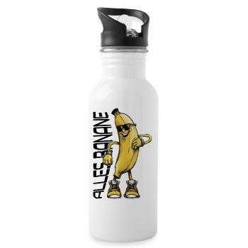 Lustiger Bananen-Charakter mit Sonnenbrille - Trinkflasche mit integriertem Trinkhalm - Weiß - Rechts