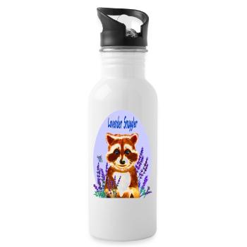 Raccoon lover of lavender - Water bottle with straw - white - Right