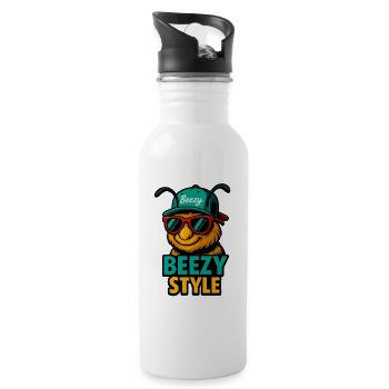 Beezy Style Biene Cap - Trinkflasche mit integriertem Trinkhalm - Weiß - Rechts