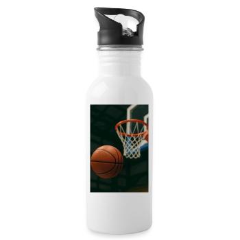 Basketball on its way to the basket - Water bottle with straw - white - Right