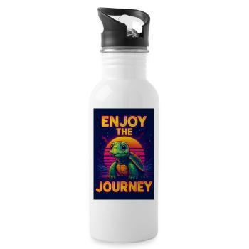 Enjoy the Journey – Schildkröte im Retro Sunset - Trinkflasche mit integriertem Trinkhalm - Weiß - Rechts