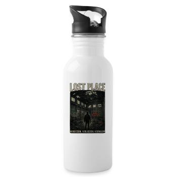 Lost Place Fabrik - Trinkflasche mit integriertem Trinkhalm - Weiß - Rechts