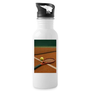 Tennis - Racket and ball - Water bottle with straw - white - Right