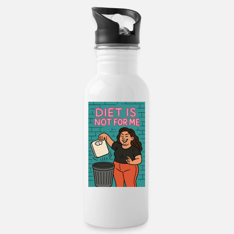 Diät ist nichts für mich - Trinkflasche mit integriertem Trinkhalm - Weiß